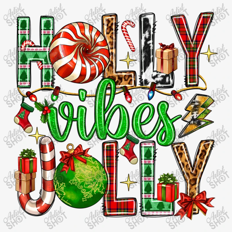 Holly Jolly Vibes With Christmas Candies Ladies Fitted T-Shirt 5 Holly Jolly Vibes With Christmas Candies Ladies Fitted T-Shirt - Image 5