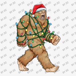 Bigfoot Santa Christmas Tree Lights Xmas Sasquatch Ladies Fitted T-Shirt -Santa Clothing Shop d.2526186657.25069008.s3.1 f6f6f6 Wml6 800x800 1
