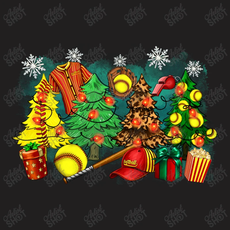 Christmas Trees With Softball T-Shirt 5 Christmas Trees With Softball T-Shirt - Image 5