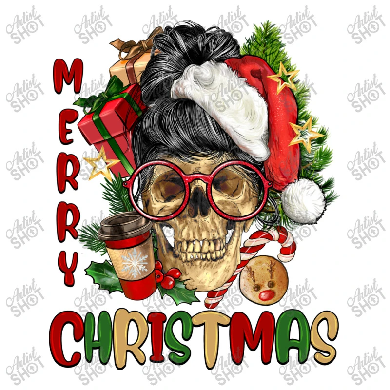 Merry Christmas Skeleton Messy Bun Crop Top 3 Merry Christmas Skeleton Messy Bun Crop Top - Image 3