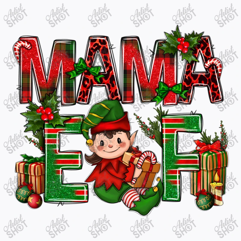 Mama Elf With Gift Christmas T-Shirt 5 Mama Elf With Gift Christmas T-Shirt - Image 5