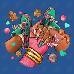 Pink Christmas Black Girl Sneakers Ladies Fitted T-Shirt -Santa Clothing Shop d.2526264505.25083372.s3.1 275590 YXJ0aXN0c2hvdA 800x800 1