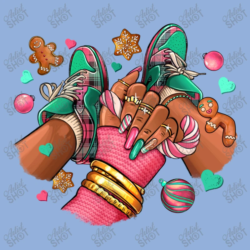 Pink Christmas Black Girl Sneakers Racerback Tank 5 Pink Christmas Black Girl Sneakers Racerback Tank - Image 5