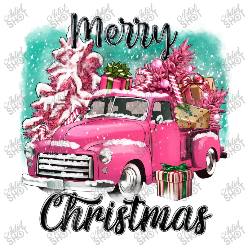 Pink Merry Christmas Truck Youth Tee 5 Pink Merry Christmas Truck Youth Tee - Image 5