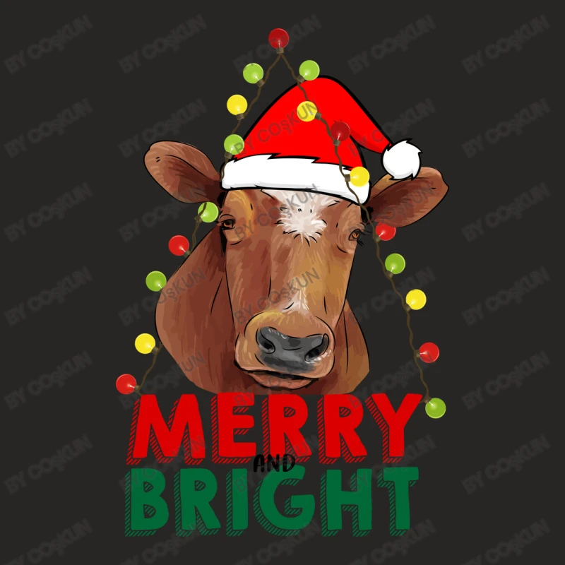 Merry And Bright Cow With Christmas Lights Ladies Fitted T-Shirt 5 Merry And Bright Cow With Christmas Lights Ladies Fitted T-Shirt - Image 5