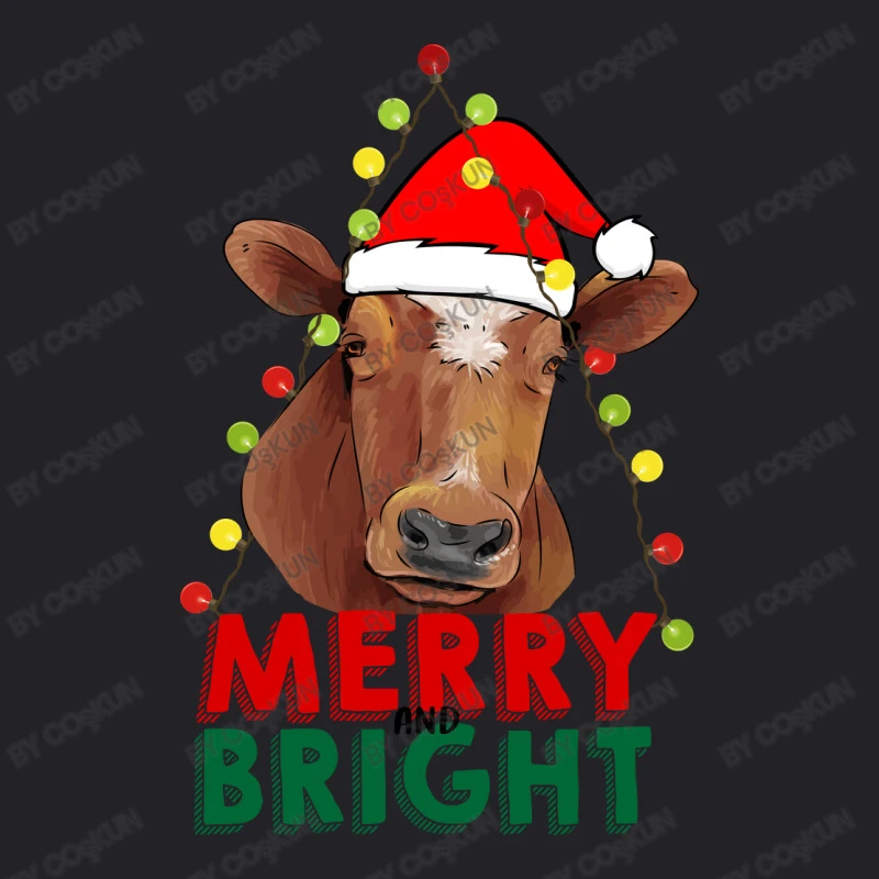 Merry And Bright Cow With Christmas Lights Youth Tee 5 Merry And Bright Cow With Christmas Lights Youth Tee - Image 5