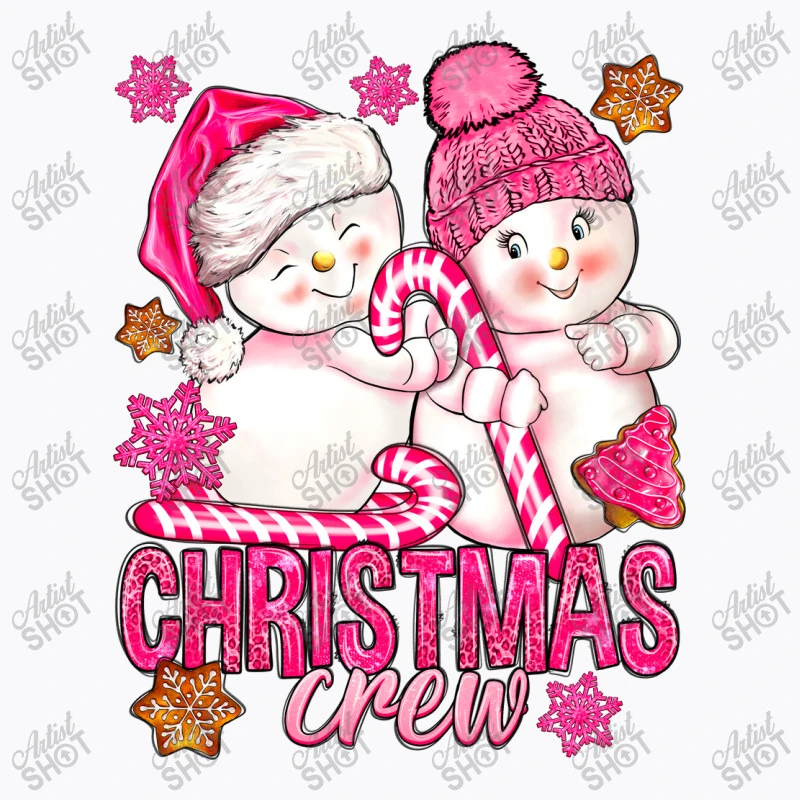 Pink Christmas Crew Snowman T-Shirt 5 Pink Christmas Crew Snowman T-Shirt - Image 5