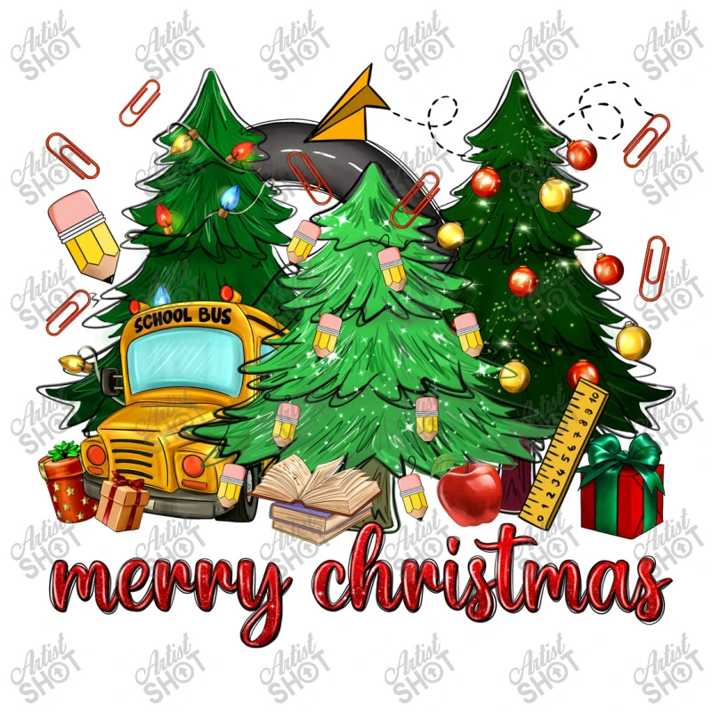 Merry Christmas School Bus Christmas Trees Youth Tee 5 Merry Christmas School Bus Christmas Trees Youth Tee - Image 5