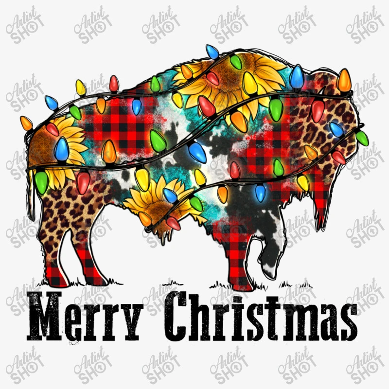 Merry Christmas Bison Ladies Fitted T-Shirt 5 Merry Christmas Bison Ladies Fitted T-Shirt - Image 5