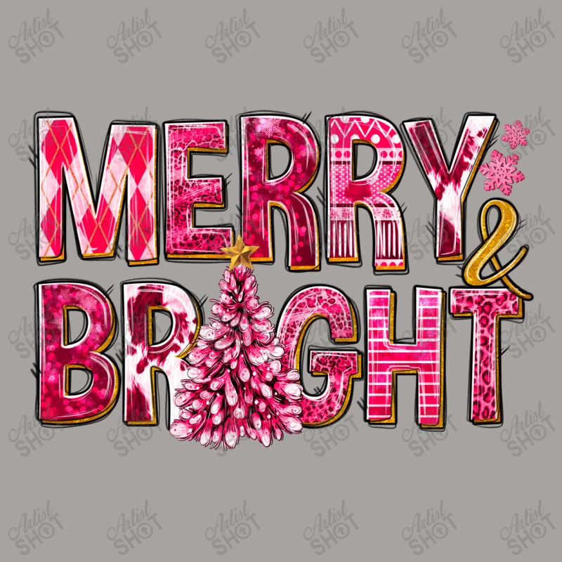 Merry And Bright Pink Christmas Racerback Tank 5 Merry And Bright Pink Christmas Racerback Tank - Image 5