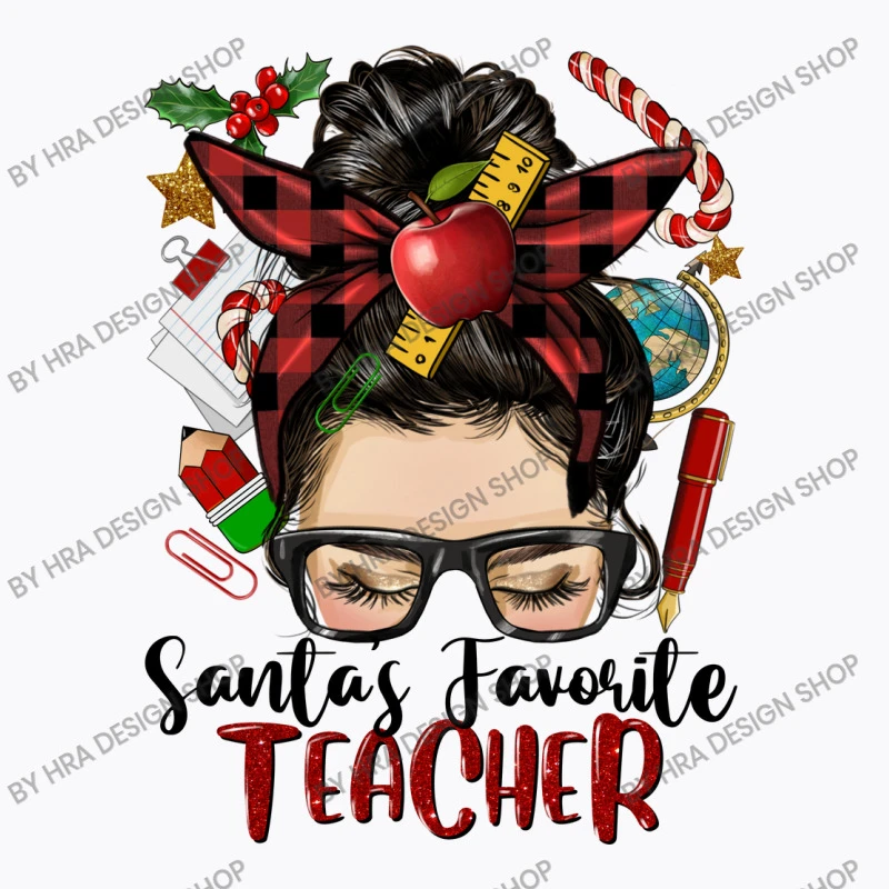 Messy Bun Christmas Teacher T-Shirt 5 Messy Bun Christmas Teacher T-Shirt - Image 5