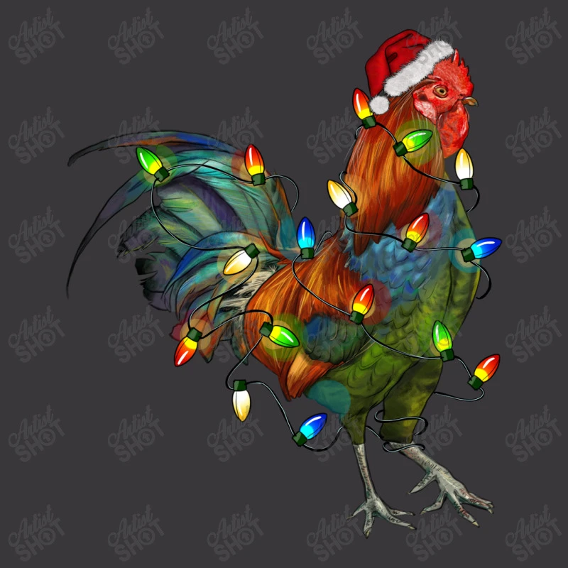 Christmas Lights Rooster Ladies Curvy T-Shirt 3 Christmas Lights Rooster Ladies Curvy T-Shirt - Image 3