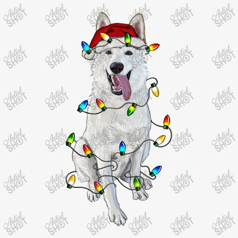 Christmas White Shepherd With Christmas Lights Slide Sandal 4 Christmas White Shepherd With Christmas Lights Slide Sandal - Image 4