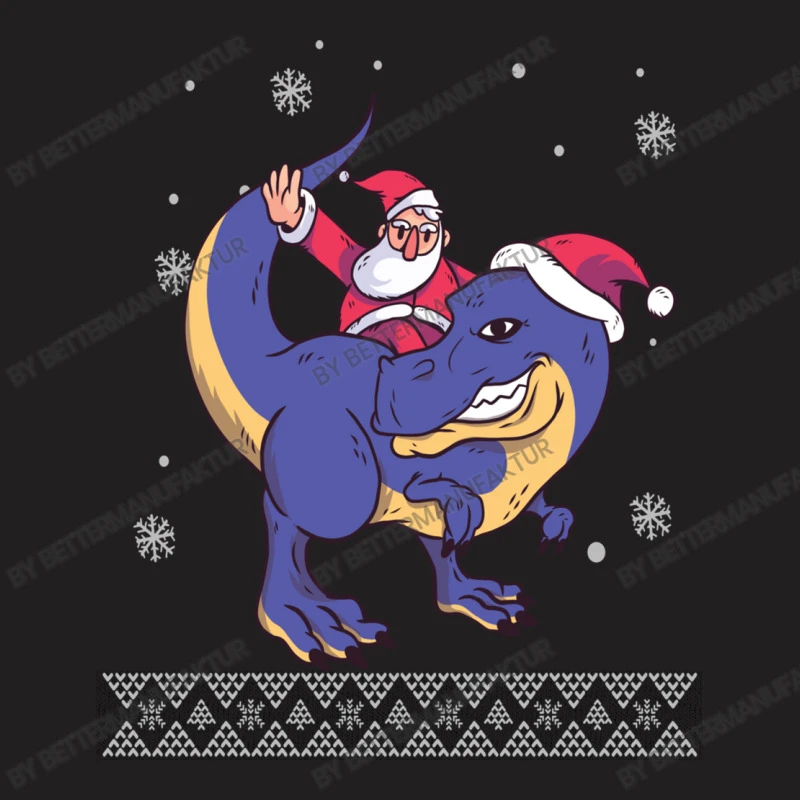 Santa Riding Dinosaur Ugly Christmas Xmas Matching T-Shirt 5 Santa Riding Dinosaur Ugly Christmas Xmas Matching T-Shirt - Image 5