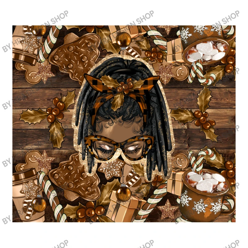 Afro Messy Bun Locs Ponytail Melanin Christmas Crop Top 3 Afro Messy Bun Locs Ponytail Melanin Christmas Crop Top - Image 3