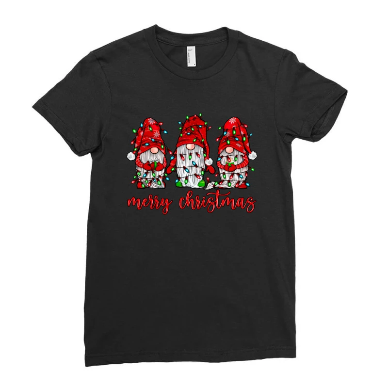 Merry Christmas Gnome With Christmas Lights Ladies Fitted T-Shirt 3 Merry Christmas Gnome With Christmas Lights Ladies Fitted T-Shirt - Image 3
