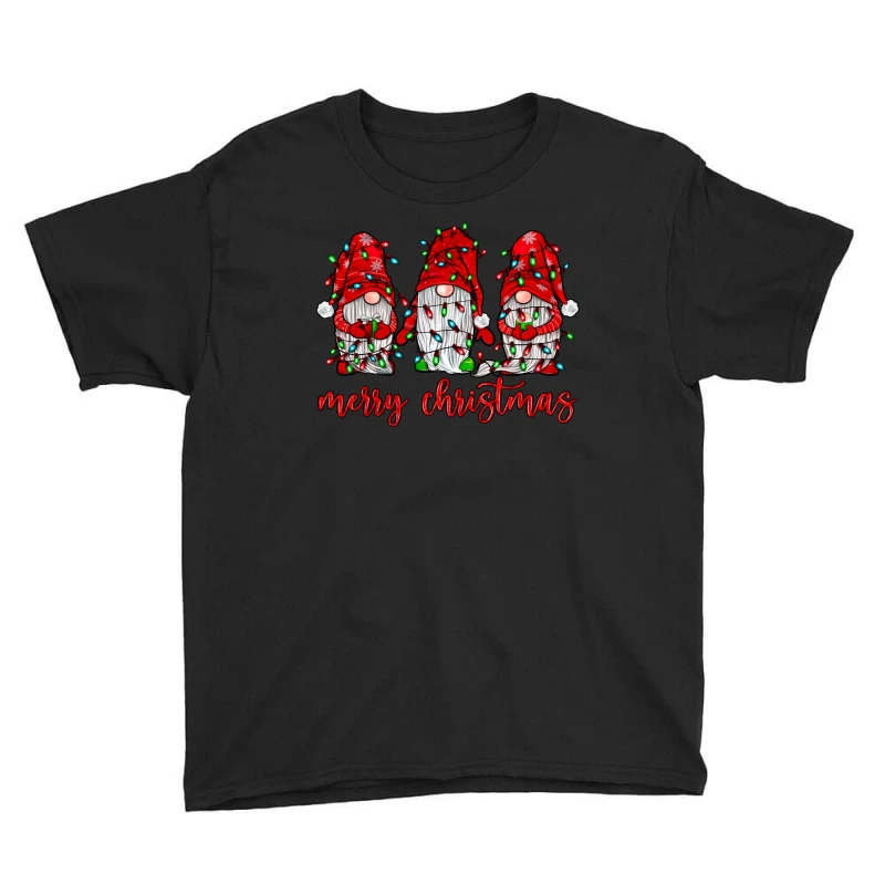 Merry Christmas Gnome With Christmas Lights Youth Tee 3 Merry Christmas Gnome With Christmas Lights Youth Tee - Image 3