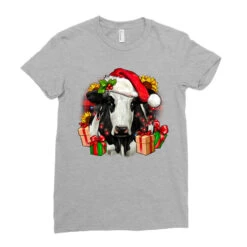 Christmas Holstein Ladies Fitted T-Shirt -Santa Clothing Shop pd.2296564409.36.23349448.s3.1 front heather grey ffffff none x0y0 154 800x800 1