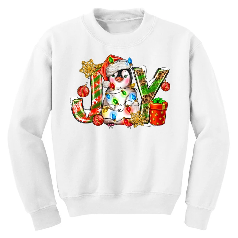 Joy Christmas Penguin Youth Sweatshirt 3 Joy Christmas Penguin Youth Sweatshirt - Image 3