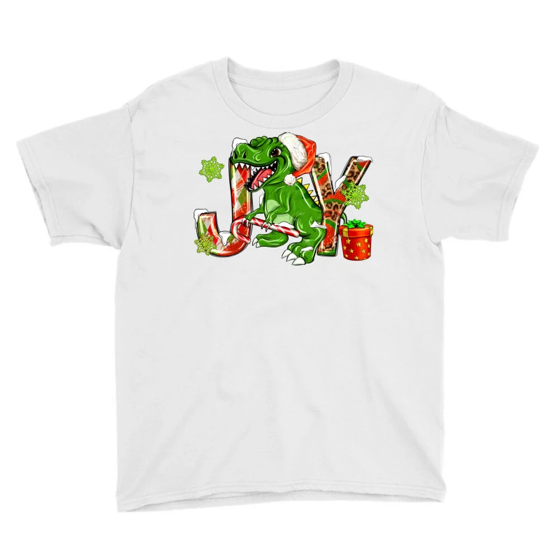 Joy Christmas T-Rex Youth Tee 3 Joy Christmas T-Rex Youth Tee - Image 3