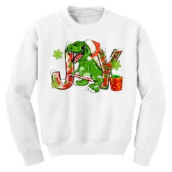 Joy Christmas T-Rex Youth Sweatshirt -Santa Clothing Shop pd.2524083297.52.25058390.s3.1 front white ffffff none x0y0 169 800x800 1