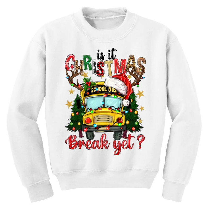 Is It Christmas Break Yet School Bus Youth Sweatshirt 3 Is It Christmas Break Yet School Bus Youth Sweatshirt - Image 3