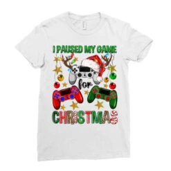 I Paused My Game For Christmas Game Controller Ladies Fitted T-Shirt -Santa Clothing Shop pd.2524173693.36.25058280.s3.1 front white ffffff none x0y0 154 800x800 1
