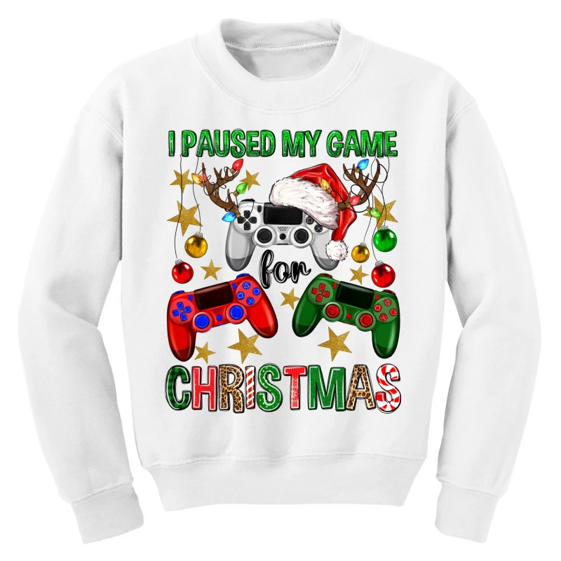 I Paused My Game For Christmas Game Controller Youth Sweatshirt 3 I Paused My Game For Christmas Game Controller Youth Sweatshirt - Image 3