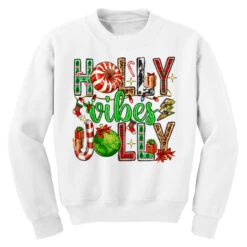 Holly Jolly Vibes With Christmas Candies Youth Sweatshirt -Santa Clothing Shop pd.2524176272.52.25058272.s3.1 front white ffffff none x0y0 169 800x800 1