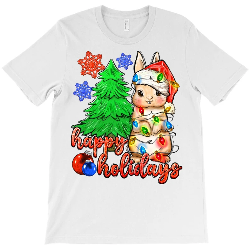 Happy Holidays Christmas Rabbit T-Shirt 3 Happy Holidays Christmas Rabbit T-Shirt - Image 3