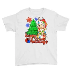 Happy Holidays Christmas Rabbit Youth Tee -Santa Clothing Shop pd.2524448204.37.25058211.s3.1 front white ffffff none x0y0 129 800x800 1