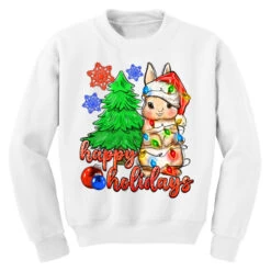 Happy Holidays Christmas Rabbit Youth Sweatshirt -Santa Clothing Shop pd.2524448211.52.25058211.s3.1 front white ffffff none x0y0 169 800x800 1