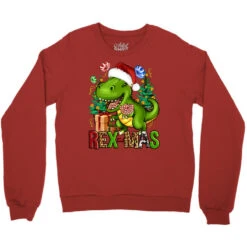 Christmas Rex-Mas Crewneck Sweatshirt -Santa Clothing Shop pd.2525769203.32.25057562.s3.1 front red ffffff none x4.1y4.1 115.8 800x800 1
