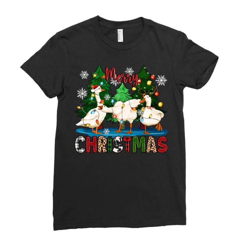 Merry Christmas Duck Ladies Fitted T-Shirt 3 Merry Christmas Duck Ladies Fitted T-Shirt - Image 3