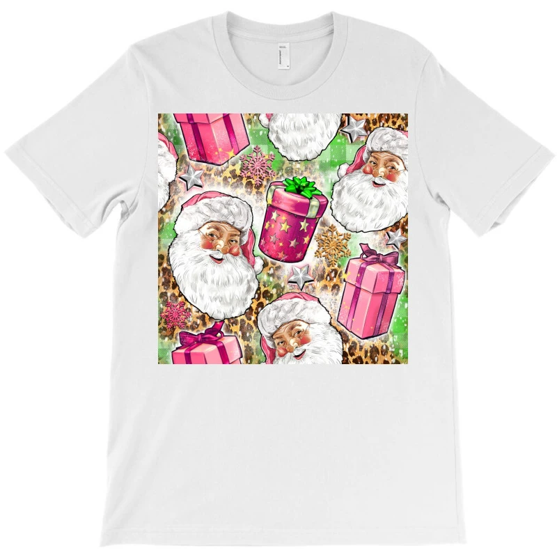 Pink Christmas Santa Claus And Gift Box T-Shirt 3 Pink Christmas Santa Claus And Gift Box T-Shirt - Image 3
