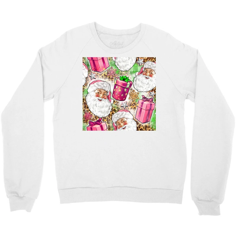 Pink Christmas Santa Claus And Gift Box Crewneck Sweatshirt 3 Pink Christmas Santa Claus And Gift Box Crewneck Sweatshirt - Image 3