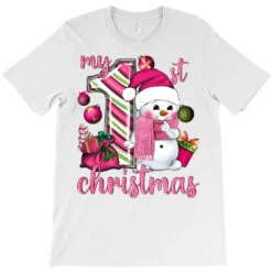 My 1st. Pink Christmas With Cute Snowman T-Shirt -Santa Clothing Shop pd.2526153027.24.25057798.s3.1 front white ffffff none x0y0 180 800x800 1