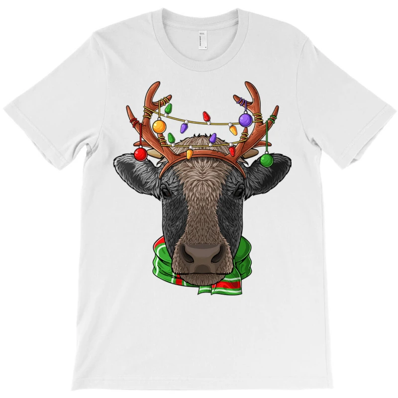 Cow Reindeer Antlers Cute Christmas Animal Xmas Ki T-Shirt 3 Cow Reindeer Antlers Cute Christmas Animal Xmas Ki T-Shirt - Image 3