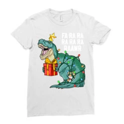 Christmas Dinosaur Fa Ra Ra Rawr Cute Boys Kids Tr Ladies Fitted T-Shirt -Santa Clothing Shop pd.2526173363.36.25065803.s3.1 front white ffffff none x0y0 154 800x800 1