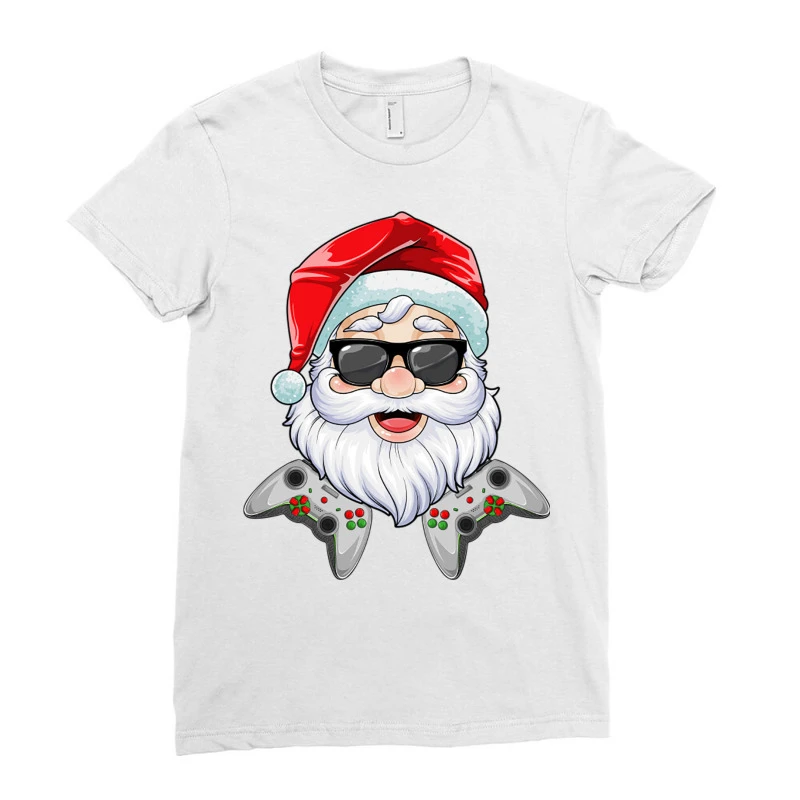 Christmas Santa Claus Video Game Controllers Xmas Ladies Fitted T-Shirt 3 Christmas Santa Claus Video Game Controllers Xmas Ladies Fitted T-Shirt - Image 3