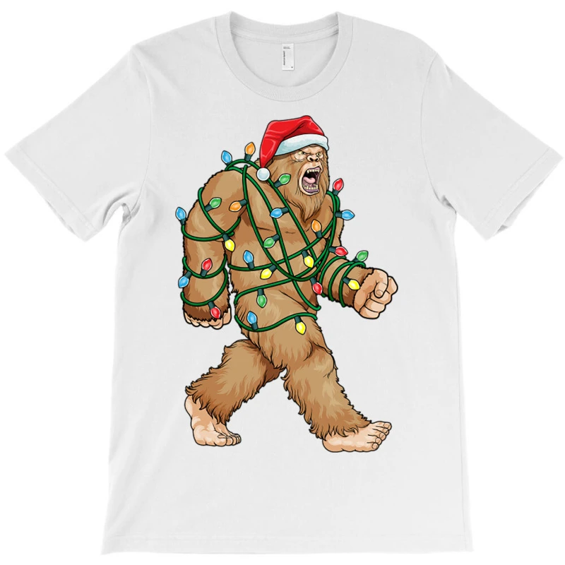 Bigfoot Santa Christmas Tree Lights Xmas Sasquatch T-Shirt 3 Bigfoot Santa Christmas Tree Lights Xmas Sasquatch T-Shirt - Image 3