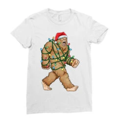 Bigfoot Santa Christmas Tree Lights Xmas Sasquatch Ladies Fitted T-Shirt -Santa Clothing Shop pd.2526186657.36.25069008.s3.1 front white ffffff none x12y0 130 800x800 1