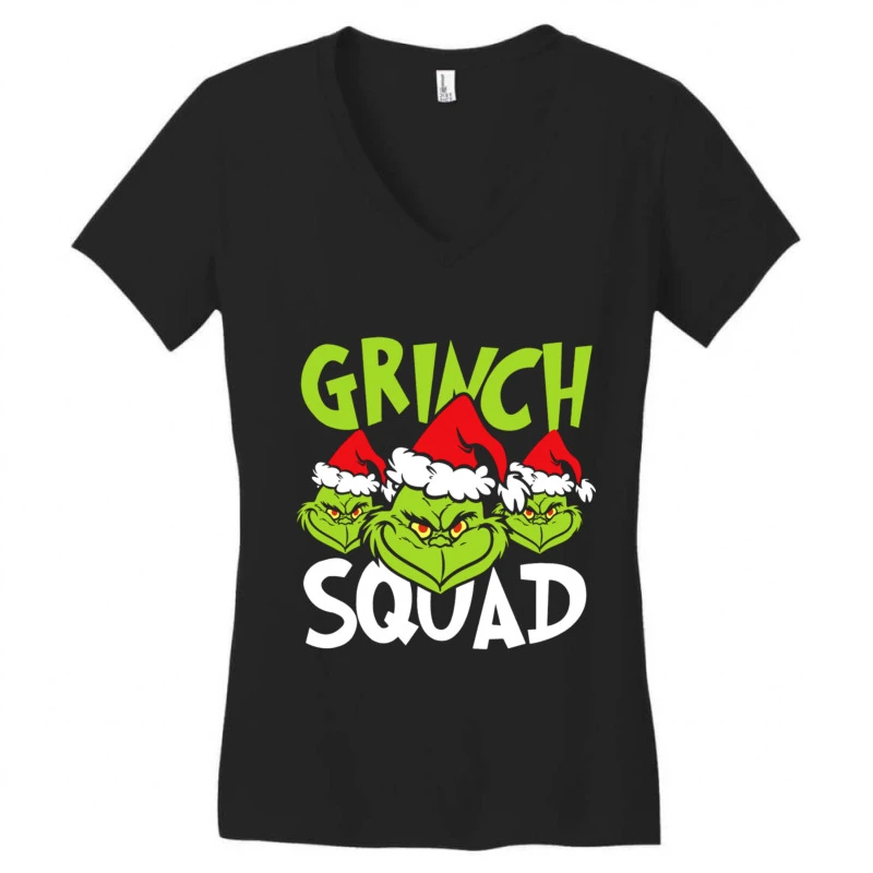 Grinch Squad Funy Family Christmas Women's V-Neck T-Shirt 3 Grinch Squad Funy Family Christmas Women's V-Neck T-Shirt - Image 3