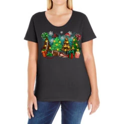 Christmas Trees With Football Ladies Curvy T-Shirt
