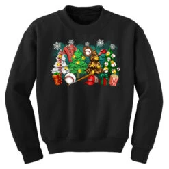 Christmas Trees With Baseball Youth Sweatshirt -Santa Clothing Shop pd.2526234186.52.25084653.s3.1 front black ffffff none x0y0 169 800x800 1