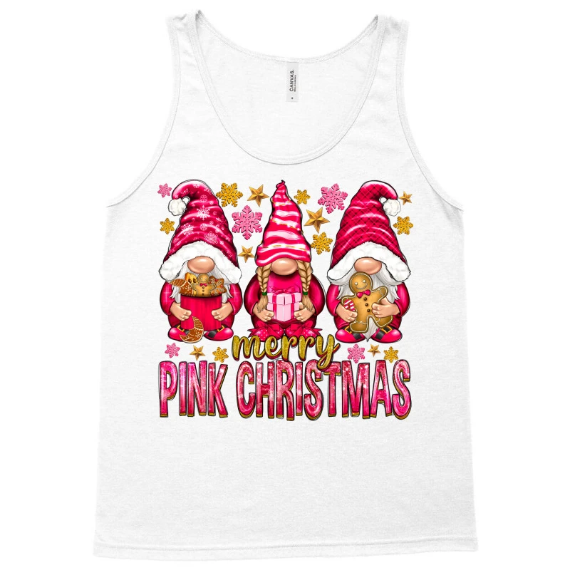 Merry Pink Christmas Gnomes Tank Top 3 Merry Pink Christmas Gnomes Tank Top - Image 3