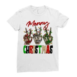 Merry Christmas Skeleton Hands Ladies Fitted T-Shirt -Santa Clothing Shop pd.2526248845.36.25057786.s3.1 front white ffffff none x0y0 154 800x800 1