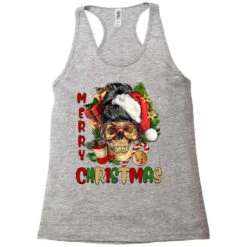 Merry Christmas Skeleton Messy Bun Racerback Tank 7 Merry Christmas Skeleton Messy Bun Racerback Tank -Santa Clothing Shop pd.2526248986.45.25057785.s3.1 front grey ffffff none x2y0 140 800x800 1