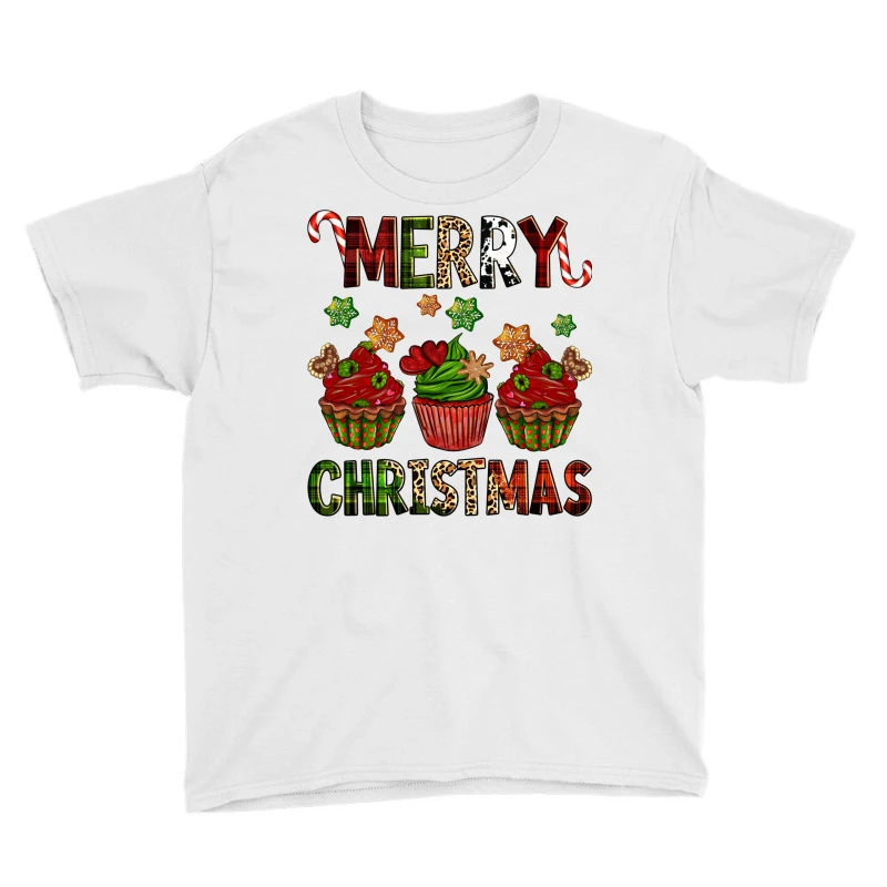 Merry Christmas Cupcakes Youth Tee 3 Merry Christmas Cupcakes Youth Tee - Image 3