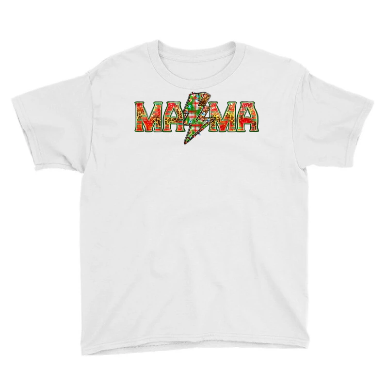 Mama Christmas Lightning Bolt Youth Tee 3 Mama Christmas Lightning Bolt Youth Tee - Image 3